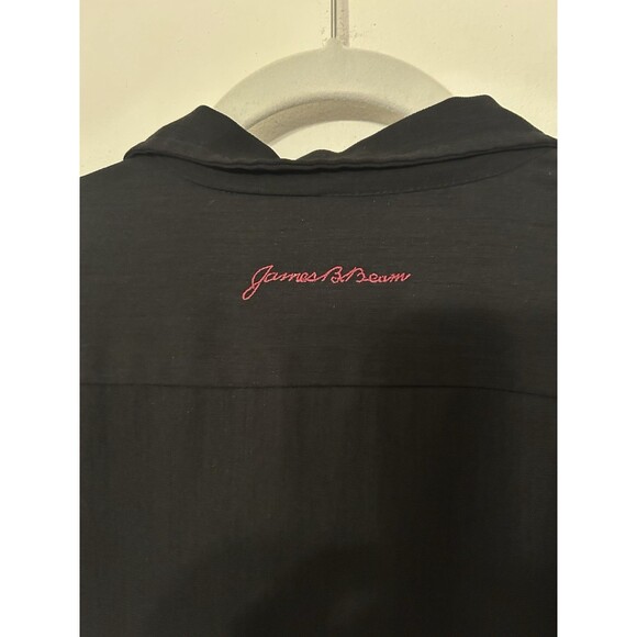 Vintage Steady Jim beam Button Down Shirt SS Burgandy & Black Embroidered Mens L - Picture 5 of 7